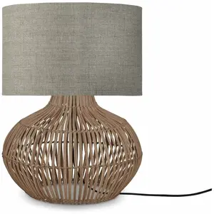 GOOD&MOJO Lampe de table rotin abat-jour lin naturel/lin foncé, h. 48cm pas cher