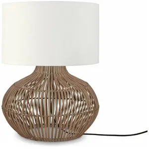 GOOD&MOJO Lampe à poser en rotin avec abat-jour en lin blanc 32x20cm Kalahari - Good & Mojo pas cher