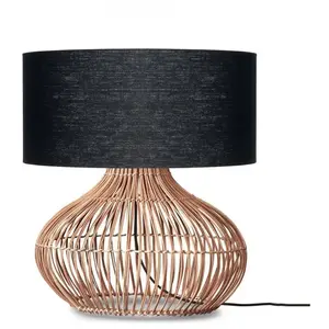 Lampe à poser en rotin avec abat-jour en lin noir 47x23cm Kalahari - Good & Mojo pas cher