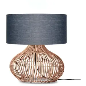 Lampe à poser en rotin avec abat-jour en lin gris 47x23cm Kalahari - Good & Mojo