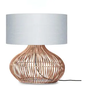 Lampe à poser en rotin avec abat-jour en lin gris 47x23cm Kalahari - Good & Mojo