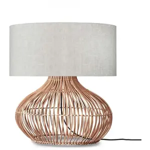 Lampe à poser en rotin avec abat-jour en lin lumière 47x23cm Kalahari - Good & Mojo pas cher