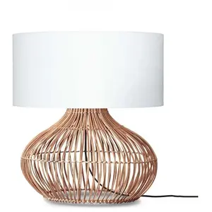 Lampe à poser en rotin avec abat-jour en lin blanc 47x23cm Kalahari - Good & Mojo