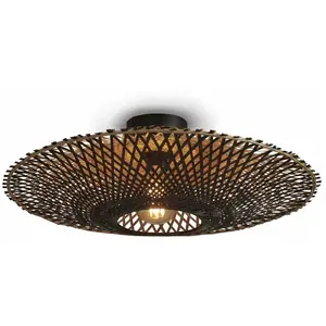 Plafonnier en bambou noir et naturel 60x15 cm Kalimantan - Good & Mojo
