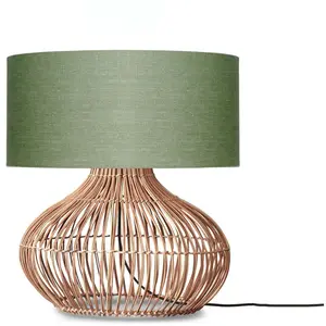 GOOD&MOJO Lampe à poser en rotin avec abat-jour en lin vert 47x23cm Kalahari - Good & Mojo pas cher