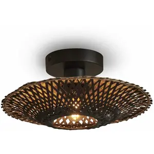 Plafonnier en bambou noir 30x8 cm Kalimantan - Good & Mojo pas cher