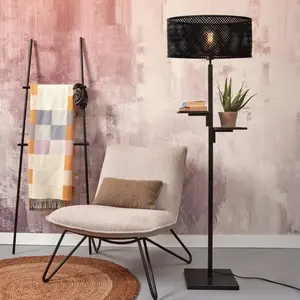 Lampadaire avec étagère en bambou noir 50x158cm Java - Good & Mojo