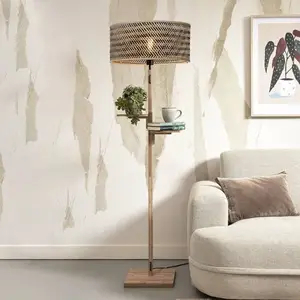 Lampadaire avec étagère en bambou noir et naturel 50x158cm Java - Good & MojoVendu parluminaire