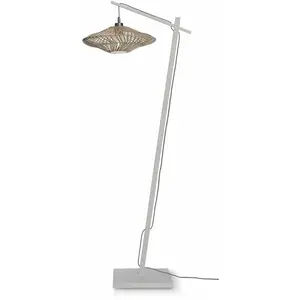 Lampadaire en bambou blanc avec abat-jour en bois blanc 150x40 cm Zanzibar - Good & MVendu paramazon