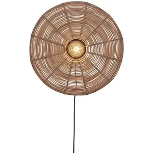 Lampe murale ronde en rotin naturel 55x14 cm Tanami - Good & Mojo pas cher
