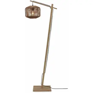 GOOD&MOJO Lampadaire en bambou naturel avec abat-jour en bois naturel 150x25 cm Tanami  - Good
