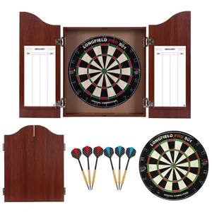 Comparateur de prix : ENGELHART Cabinet Armoire de fléchettes en Bois + Cible en sisal + 2 Lots de fléchettes 18 GR, tableaux de scores effaçables avec feutre