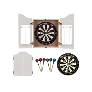 Comparateur de prix : ENGELHART Cabinet Armoire de fléchettes en Bois + Cible en sisal + 2 L...