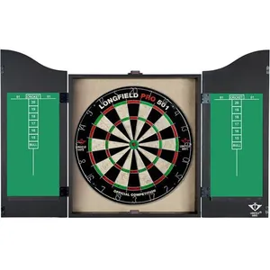 Comparateur de prix : Cible de fléchettes classique ENGELHART en bois noir avec accessoires