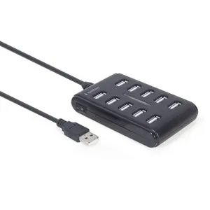 Hub USB 2.0 - GEMBIRD - UHB-U2P10P-01 - 10 ports - Noir - Interface USB 2.0