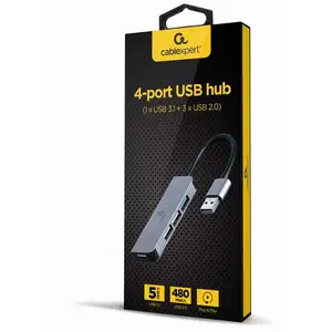 USB Hub GEMBIRD 4-port USB hub 1 x USB 3.1 + 3 x USB 2.0 Silver