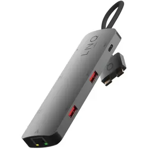 Comparateur de prix : Linq Connects Hub 2 USB-C Multiports 7-en-2 PD 100W Ethernet Modèle D2 Pro MST Gris