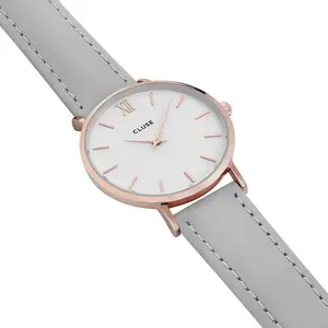 Montre Femme CLUSE en Cuir Gris Etanche pas cher