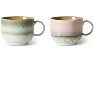 HKliving - Tasses en grès - Set de 2 Rose taille unique pas cher