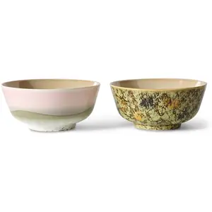 HKliving - Bols en grès - Set de 2 Rose taille unique pas cher