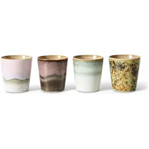 HKliving - Tasses à café en grès - Set de 4 Rose taille unique