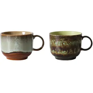 HK LIVING - Tasse à thé 70s ceramics - Multicolore - Grès émaillé
