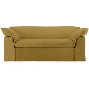 HKliving - Canapé en lin 2 places Nomad Ocre taille unique