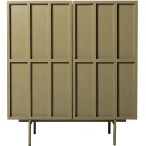 Buffet haut en bois mdf et métal vert olive 80 x 40 x 89 cm - Hkliving