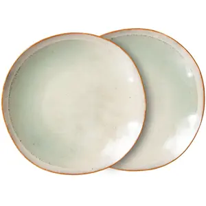 HKliving - Assiette 70's Mist - Set de 2 Gris nuage S pas cher