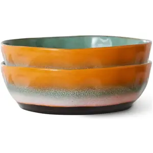 Comparateur de prix : HK LIVING - Assiette creuse 70s ceramics - Multicolore - Grès émaillé