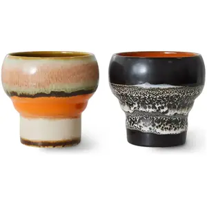 HKliving - Tasses en grès - Set de 2 Multicolore taille unique pas cher