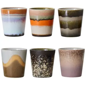 HK LIVING - Tasse à espresso 70s ceramics - Multicolore - Grès émaillé pas cher