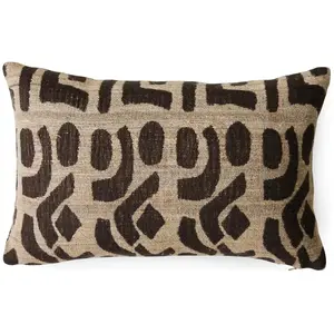 HKliving - Coussin en laine et soie Marron 40x25