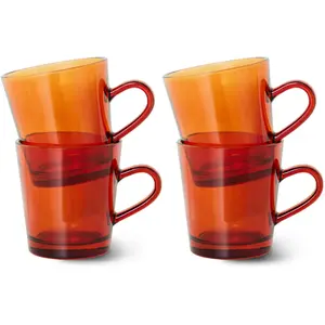 HKliving - Tasses à café 70's - Set de 4 Ambre taille unique