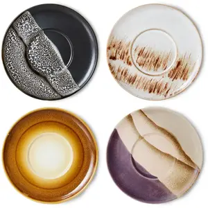 HKliving - Sous-tasses 70's - Set de 4 Multicolore taille unique pas cher