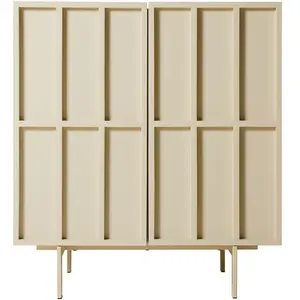 Buffet haut en bois mdf et métal crème 80 x 40 x 89 cm - Hkliving