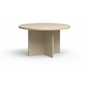 Table à manger ronde en bois crème 129 cm - HKliving pas cher