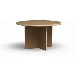 Table à manger ronde en bois marron 129 cm - HKliving pas cher