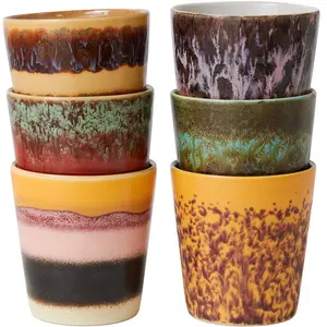 6 Tasses à café en grès 8cm Valley - HKLIVING pas cher