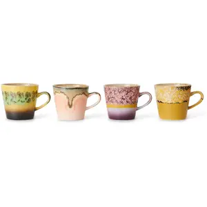 HKliving - Tasses en grès - Set de 4 Multicolore taille unique