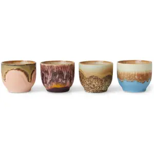 HKliving - Tasses à café en grès - Set de 4 Multicolore taille unique