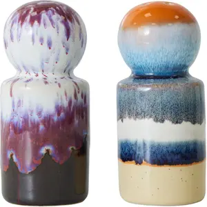 Comparateur de prix : HKliving - Ensemble de sel et poivre en grès Multicolore taille unique