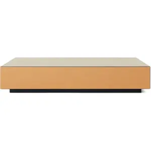 Table basse avec bloc miroir smokey brown 80x55cm - HKLIVING pas cher