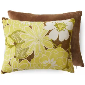 HKliving - Coussin brodé Daisy Vert anis taille unique