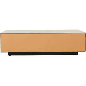 Table basse avec bloc miroir smokey brown 90x90cm - HKLIVING pas cher