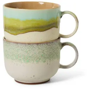 HKliving - Tasses en grès Neo - Set de 2 Vert pâle taille unique