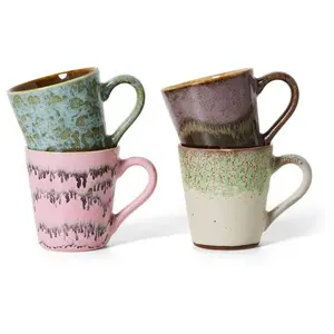 HKliving - Tasses à espresso Brustalism- Set de 4 Multicolore taille u...