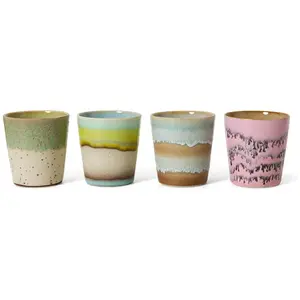 HKliving - Tasses Pop Art - Set de 4 Multicolore taille unique