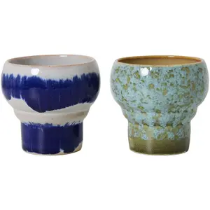 HKliving - Mugs Lungo - Set de 2 Indigo taille unique