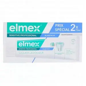 Comparateur de prix : ELMEX Sensitive professional blancheur lot de 2 tubes de 75 ml